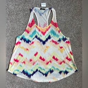 Pink‎ and Orange Sleeveless Graphic Racerback Tank Top